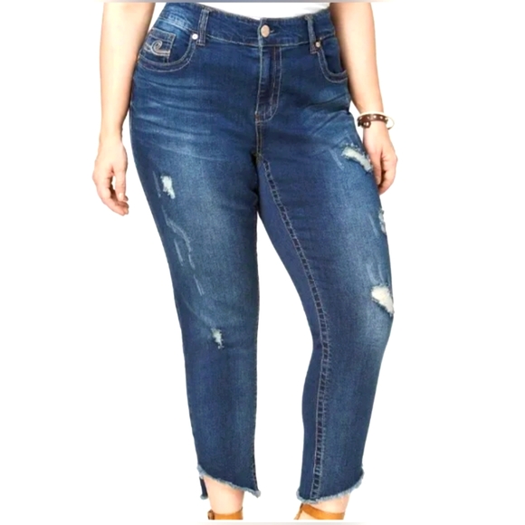 Plus Size Seven7 Ripped Ankle Skinny Jeans - Picture 1 of 14